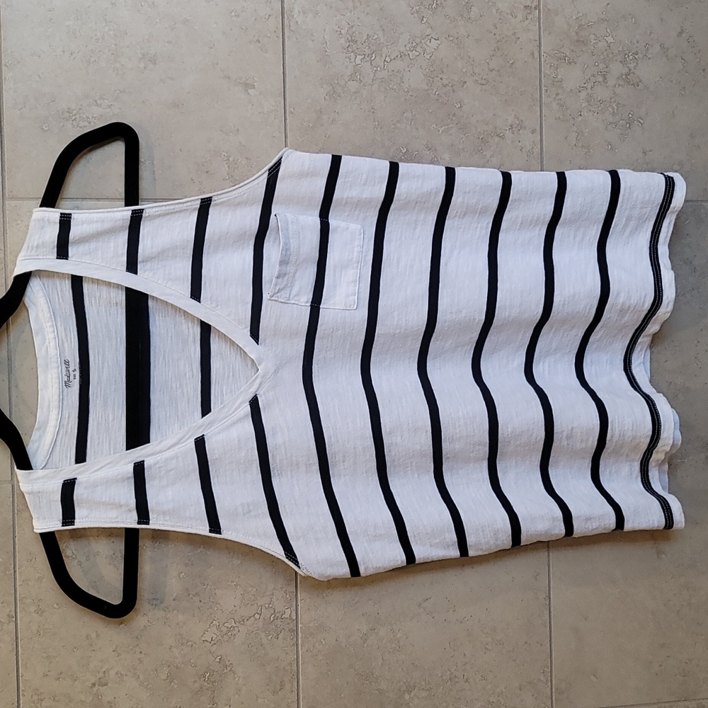 Madewell Striped V-Neck Pocket Tank Top
